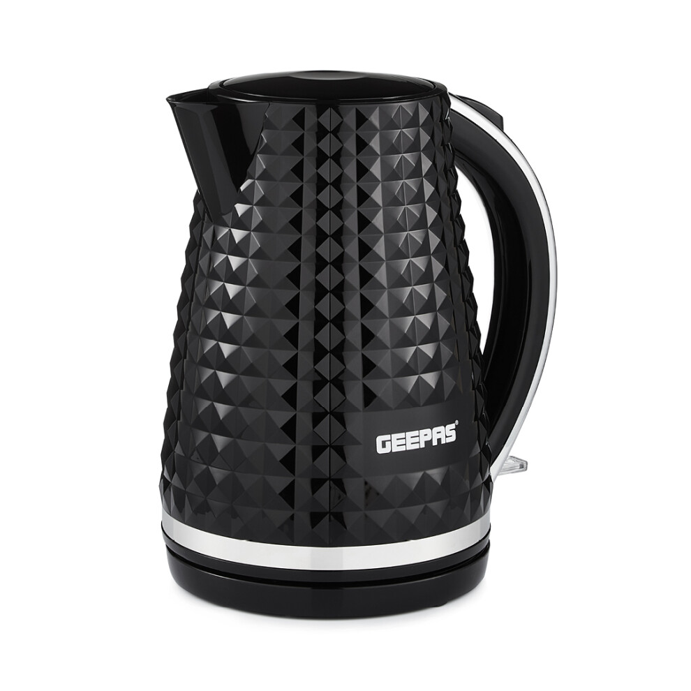 (Black) Geepas 1.7L Cordless Electric Kettle 2200W