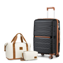 (Black, Beige/Brown) K2392L 20 inch Cabin Suitcase + EA2212 Travel Bag set