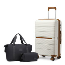 (Cream, Black) K2392L 20 inch Cabin Suitcase + EA2212 Travel Bag set
