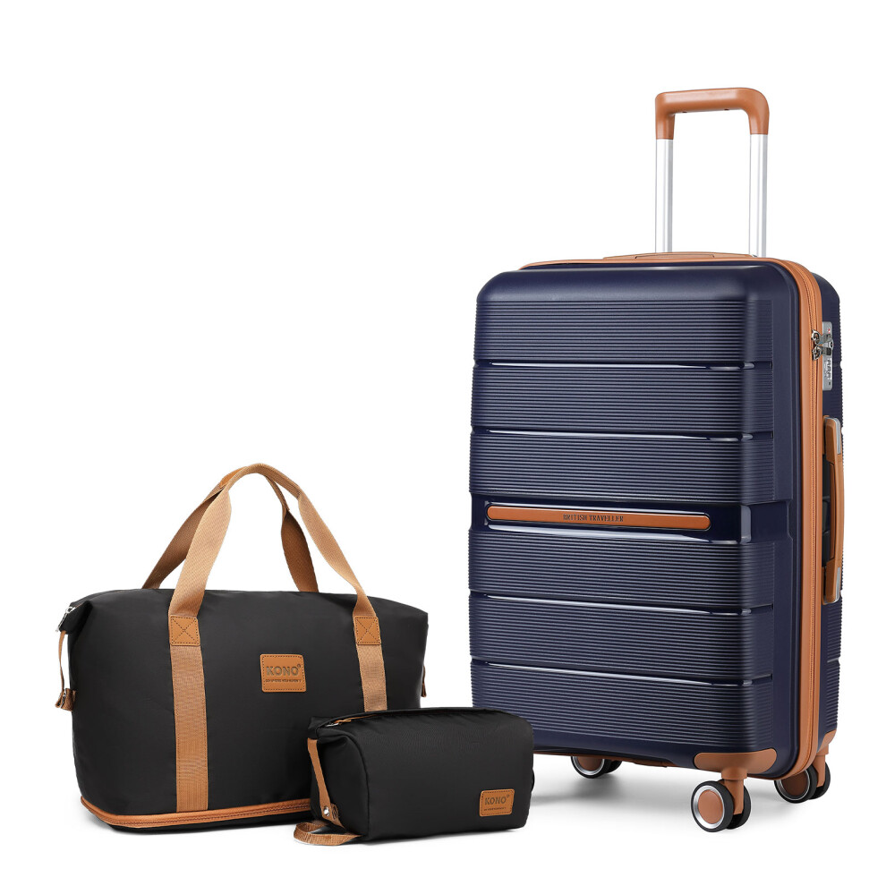 (Navy, Black/Brown) K2392L 20 inch Cabin Suitcase + EA2212 Travel Bag set