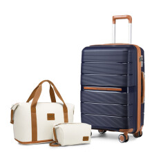(Navy, Beige/Brown) K2392L 20 inch Cabin Suitcase + EA2212 Travel Bag set