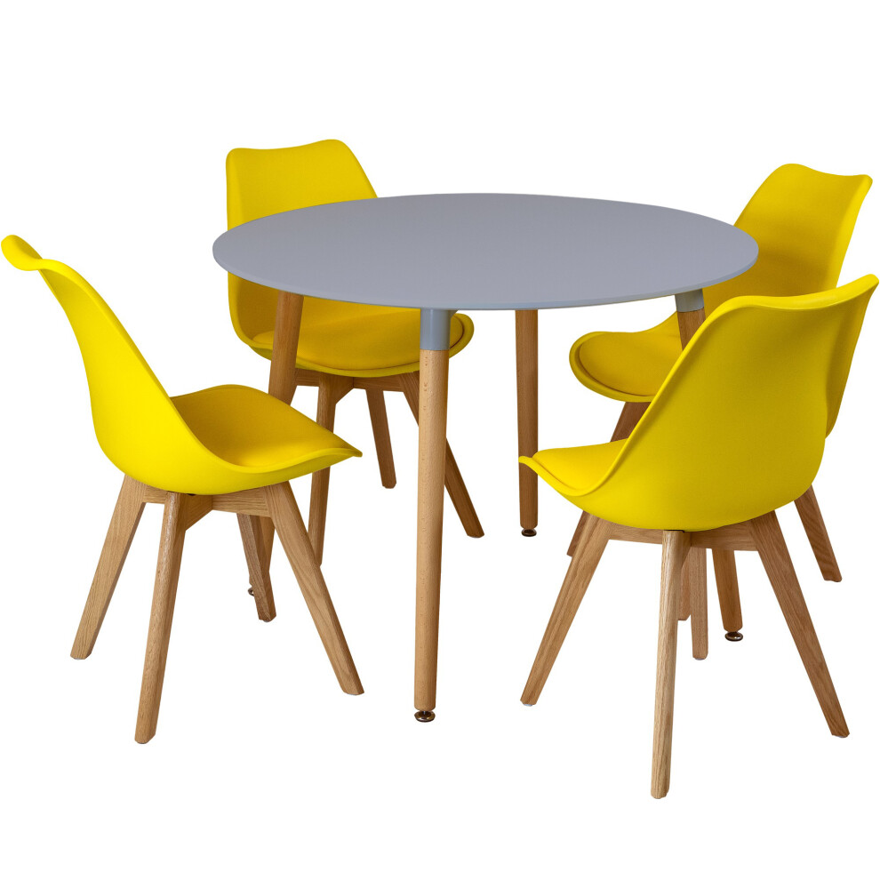 (Yellow) 5pc Charles Jacobs Beech Dining Set - Grey Table