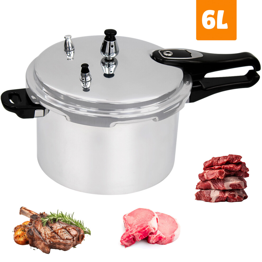 6L Pressure Cooker Induction Hob Aluminium Kitchen Cookware Home Industrial