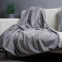 Litecraft Luxury Throw Like Velvet Bedroom Bedspread - Grey