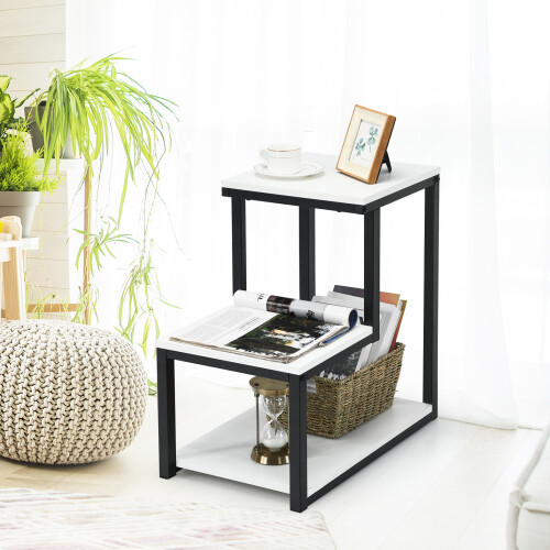 Costway 3-Tier Industrial End Table Sofa Bedside Table Nightstand Office Bookcase 2