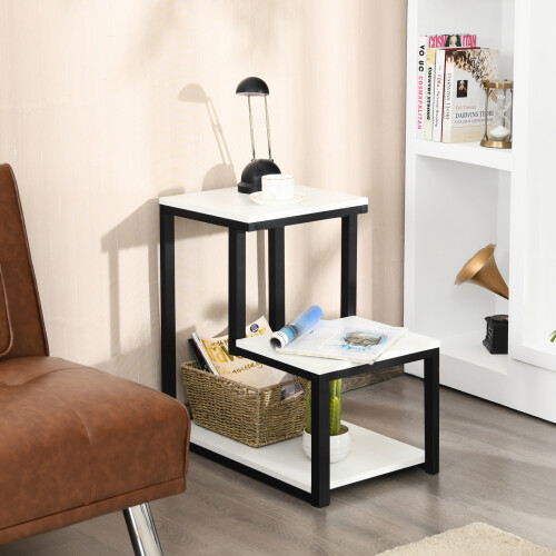 Costway 3-Tier Industrial End Table Sofa Bedside Table Nightstand Office Bookcase