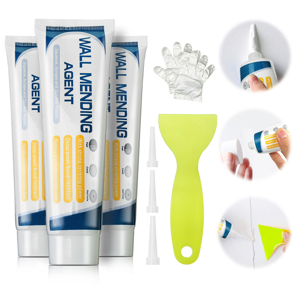 300G Wall Spackle Safemend Wall Mending Agent With Scraper Repair Cream To Fit Holes With 3Pcs Nozzle Extender And 10 Sets Of Gloves 1138392166222