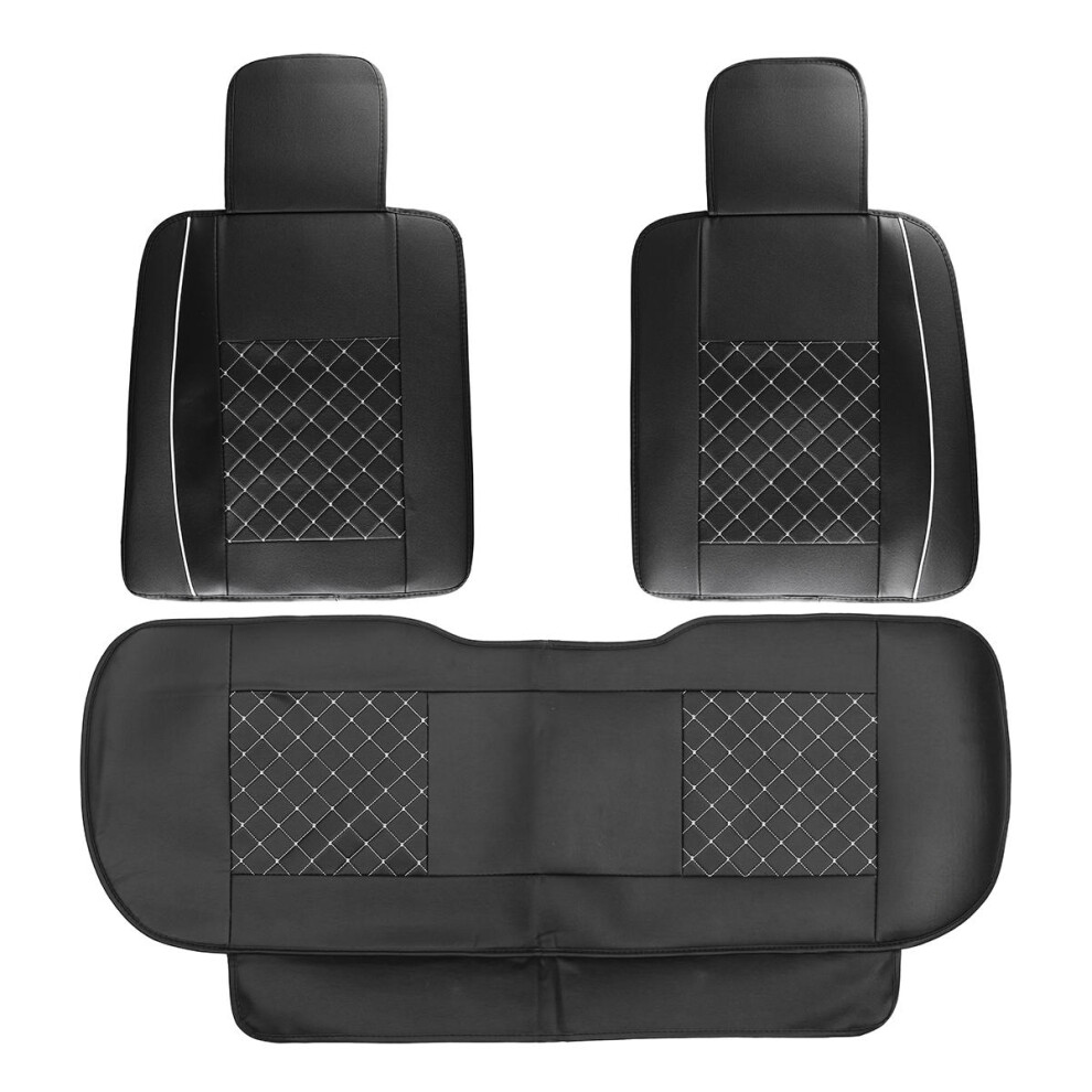 Universal Car SUV 5-Seats PU Leather Seat Cover Front Rear Cushion Rear Pillows