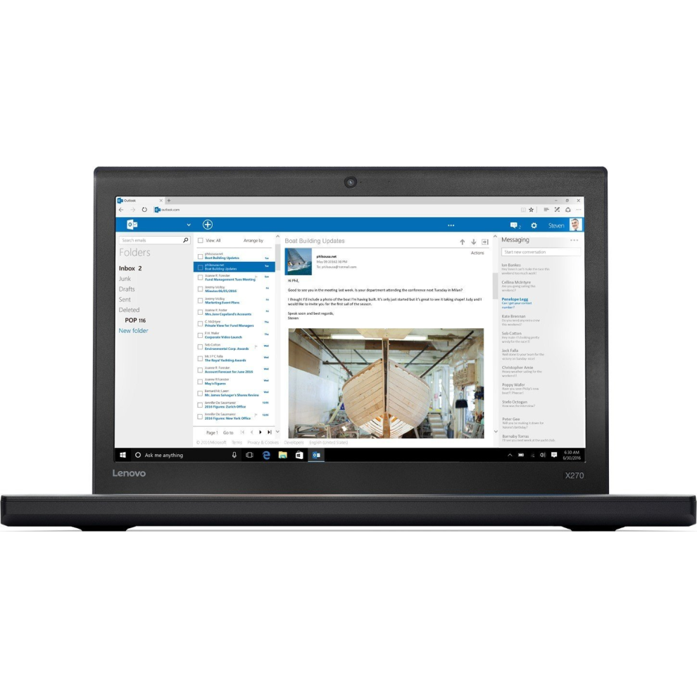 Lenovo Thinkpad X270 Intel Core I5-6300U 12.5 "8 Gb Ram 256 Gb Ssd Laptop， Black 717016628066