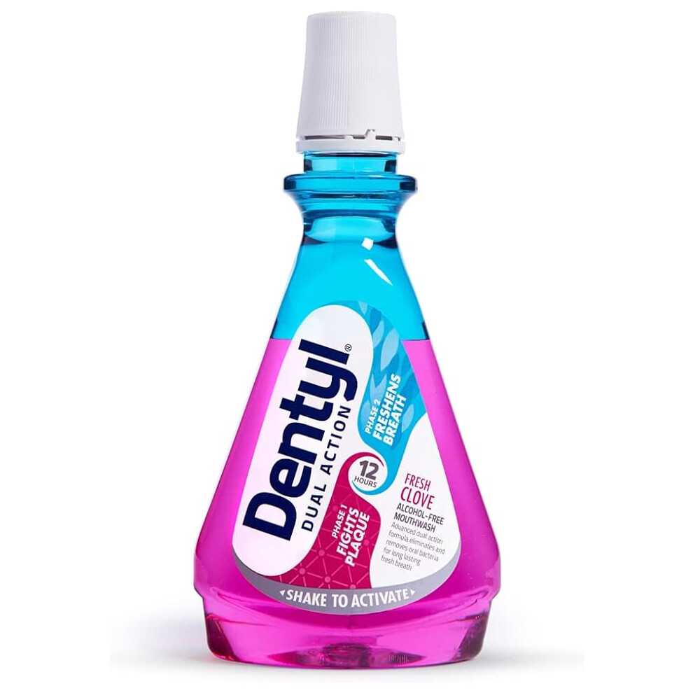 Dentyl Dual Action CPC Mouthwash, 12hrs Fresh Breath & Total Care, Alcohol Free, Fresh Clove, 500 ml