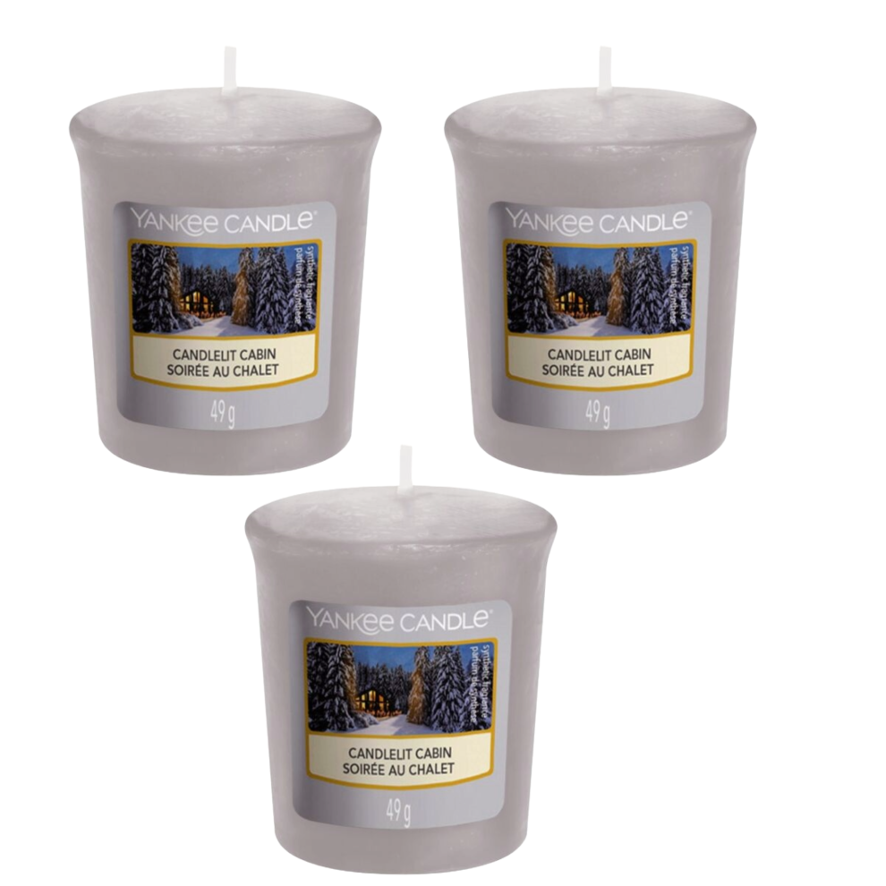 3 Pack Yankee Candle Votives Candlelit Cabin Scented votive