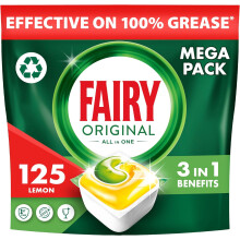 Fairy Original All-In-One Dishwasher Tablets,Lemon,125 Tablets          ,