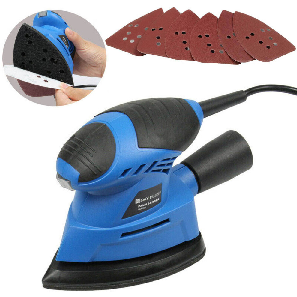 Detail Palm Sander 130W 12000RPM Electric Mouse Sander with 6Pcs Sanding Sheets for DIY Work Furniture Finishing Paint Removing Wood Metal Polishing