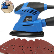 130W Detail Palm Sander 1200RPM with 6-Piece Sandpapers for Wood woodworking Metal Polishing Sanding DIY with 2m Cord Lightweight Multi-Function