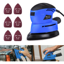 Detail Sander Mouse Palm Sander 12000RPM 130W with 6Pc Sandpaper 2M Cord Dust Collection for Sanding Polishing Tight Small Area Wood Metal Furniture