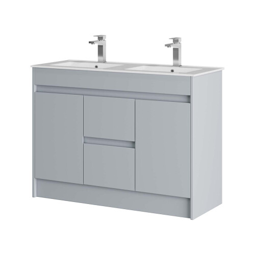 Large 1200mm Vanity Unit & Double Basin Freestanding 100% Waterproof 1