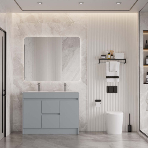 Large 1200mm Vanity Unit & Double Basin Freestanding 100% Waterproof 2