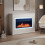 Living And Home 34 Inch Electric Fireplace with Surround Set 7 LED Mood Light 1