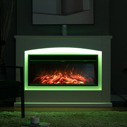 Living And Home 34 Inch Electric Fireplace with Surround Set 7 LED Mood Light 1