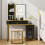 Costway Dressing Vanity Table & Stool Set w/Mirror 7 Lights Modes & Charging Station 9