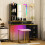 Costway Dressing Vanity Table & Stool Set w/Mirror 7 Lights Modes & Charging Station 2
