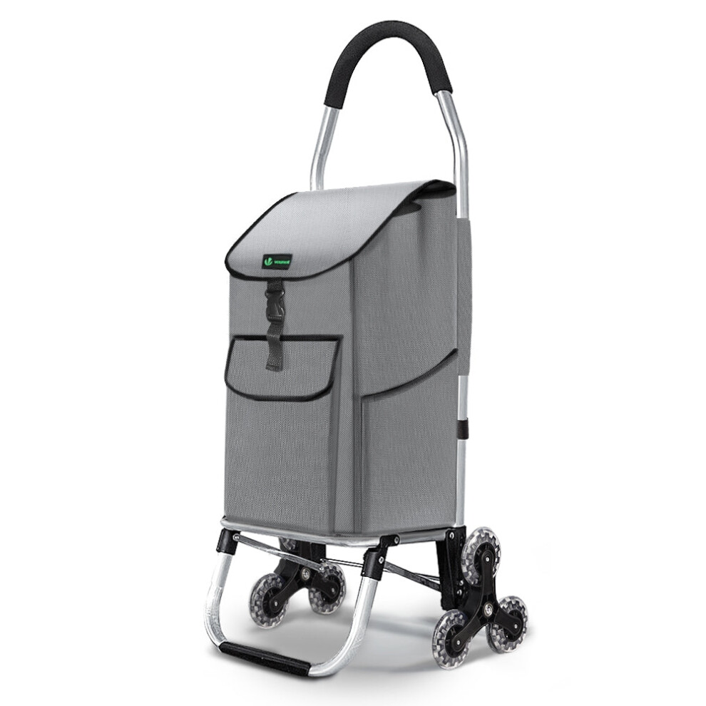 Vounot Folding Shopping Trolley On 6 Wheels, Aluminium Lightweight Shopping Cart, 45L Grey