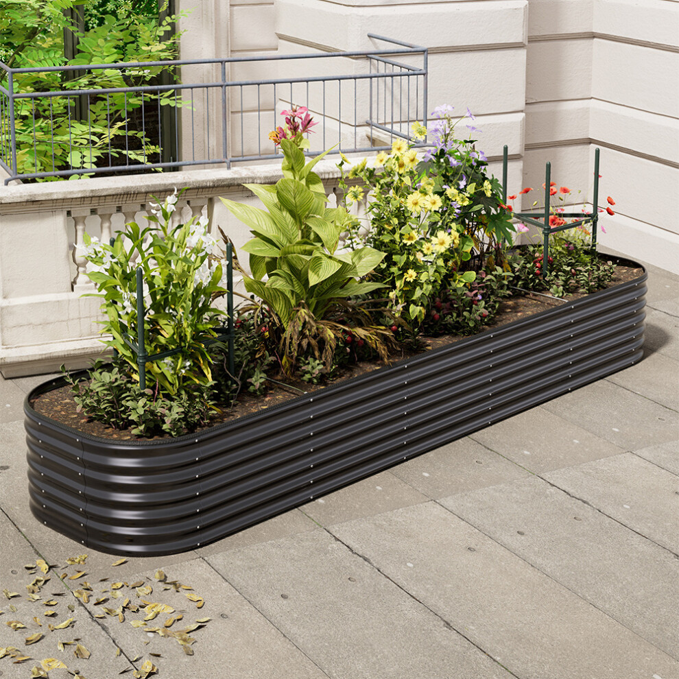320cm W x 80cm D Oval-Shaped Galvanized Steel Raised Garden Bed