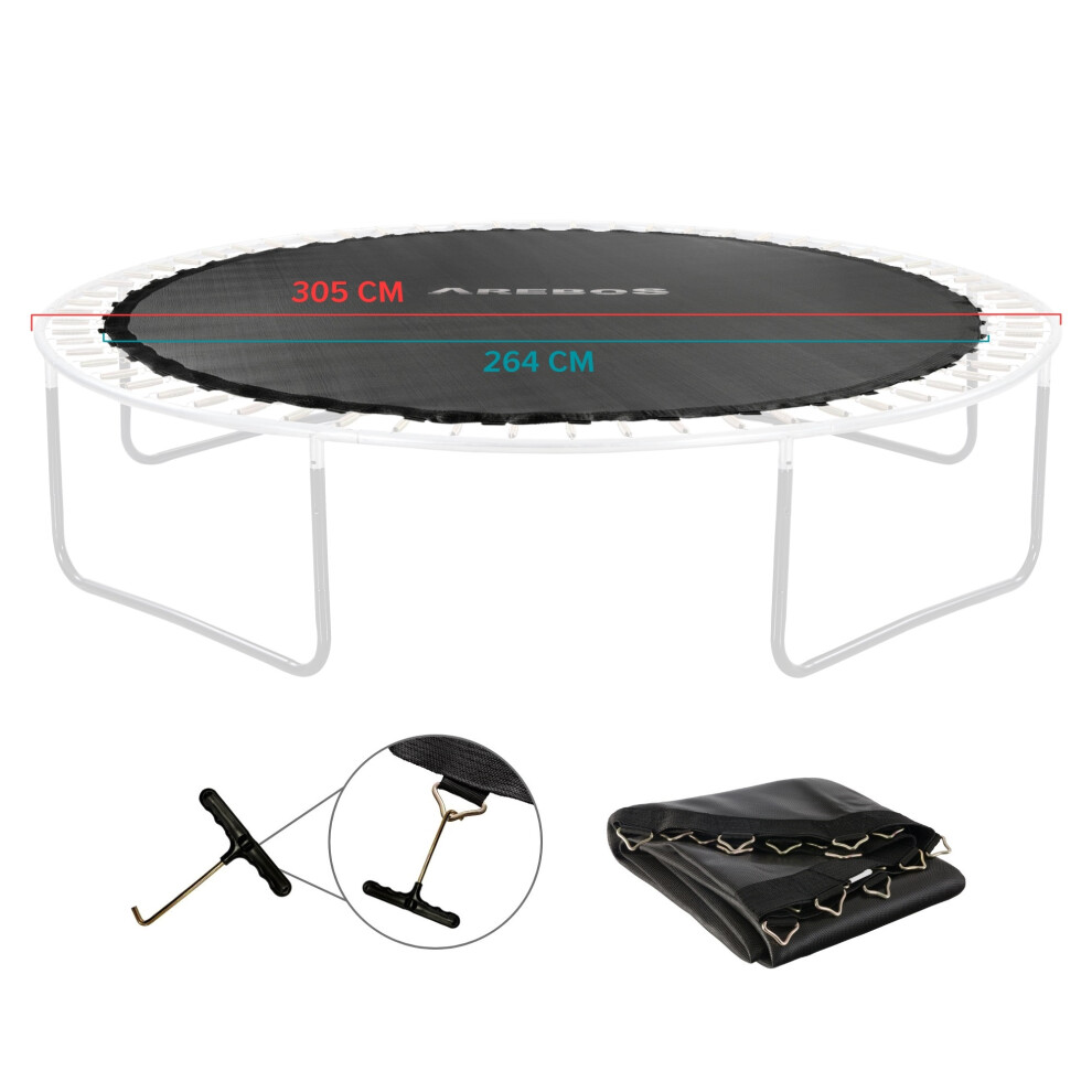 AREBOS Jumping mat Ø 264cm for trampolines with Ø 305cm, 64 eyelets and 140mm springs