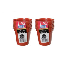 14 Small Plastic Seed Pots 10cm Germination Pots Terracotta Colour