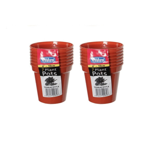 14 Small Plastic Seed Pots 10cm Germination Pots Terracotta Colour