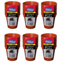 60 Small Plastic Seed Pots 7.5cm Terracotta Colour