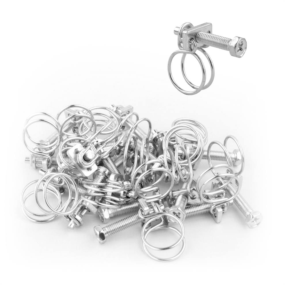 (Pack of 20) KCT 13-16mm Double Wire Adjustable Hose Clip Pipe Screw Clamps