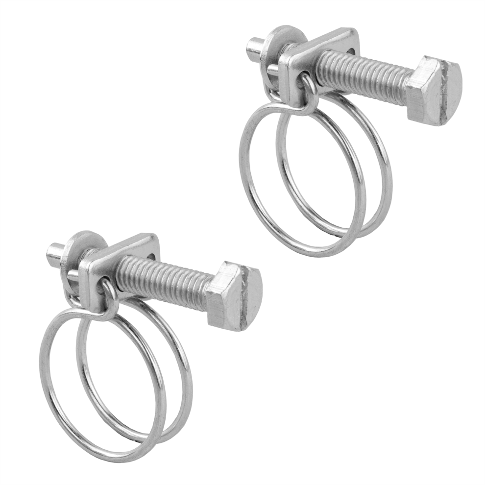 (Pack of 2) KCT 15-18mm Double Wire Adjustable Hose Clips Pipe Screw Clamps