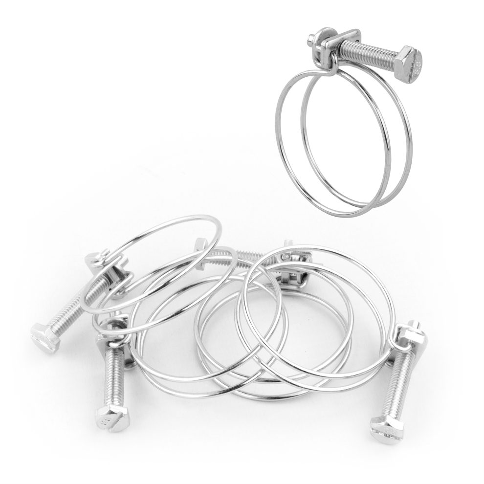 (Pack of 5) KCT 37-42mm Double Wire Adjustable Hose Clips Pipe Screw Clamps