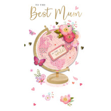 Best Mum Fluttery Floral Perfection! Mother's Day Hand-Finished Greeting Card