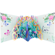 Happy Mother's Day Feathered Floral Mother's Day Pop Up Greeting Card