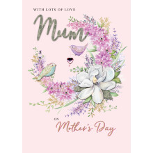 With Love Mum Love Birds Bouquet Mother's Day Large Greeting Card