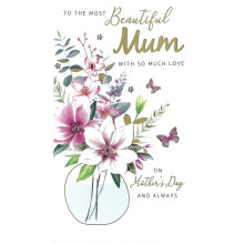 Beautiful Mum Mum's Butterfly Blooms! Mother's Day Hand-Finished Greeting Card