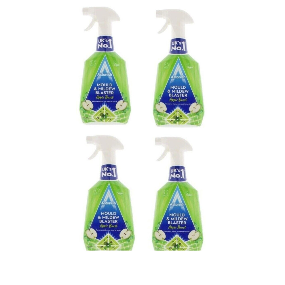 Astonish Pack Of 4 Mould & Mildew Remover Powerful Bleach Shower 750Ml