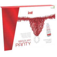 INTT LANZA - CULOTTE ROJA BRASILEÑA CON PERLAS Y GEL LUBRICANTE 50 ML -