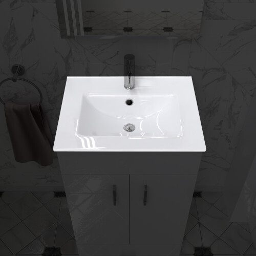NES Home 500mm Modern White Slim Ceramic Inset Basin 1