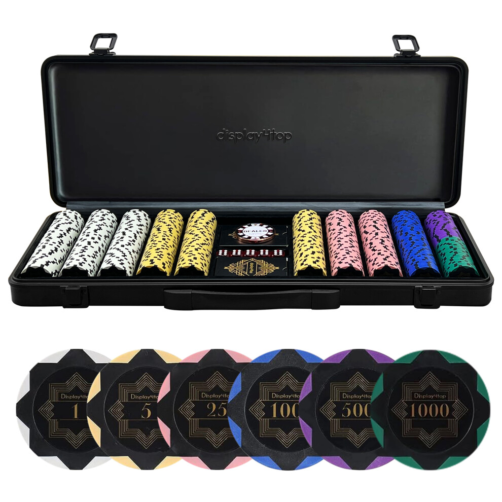 500 Pieces Numbered Clay 13.5g Poker Chips Set with Case