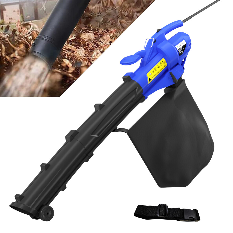 Garden Blower Vacuum and Shredder, 3 in 1 Leaf Blower and Vacuum, 3000W Grass Leaf Hoover with 30L Collection Bag 10:1 Shredding Ratio 10m Cable