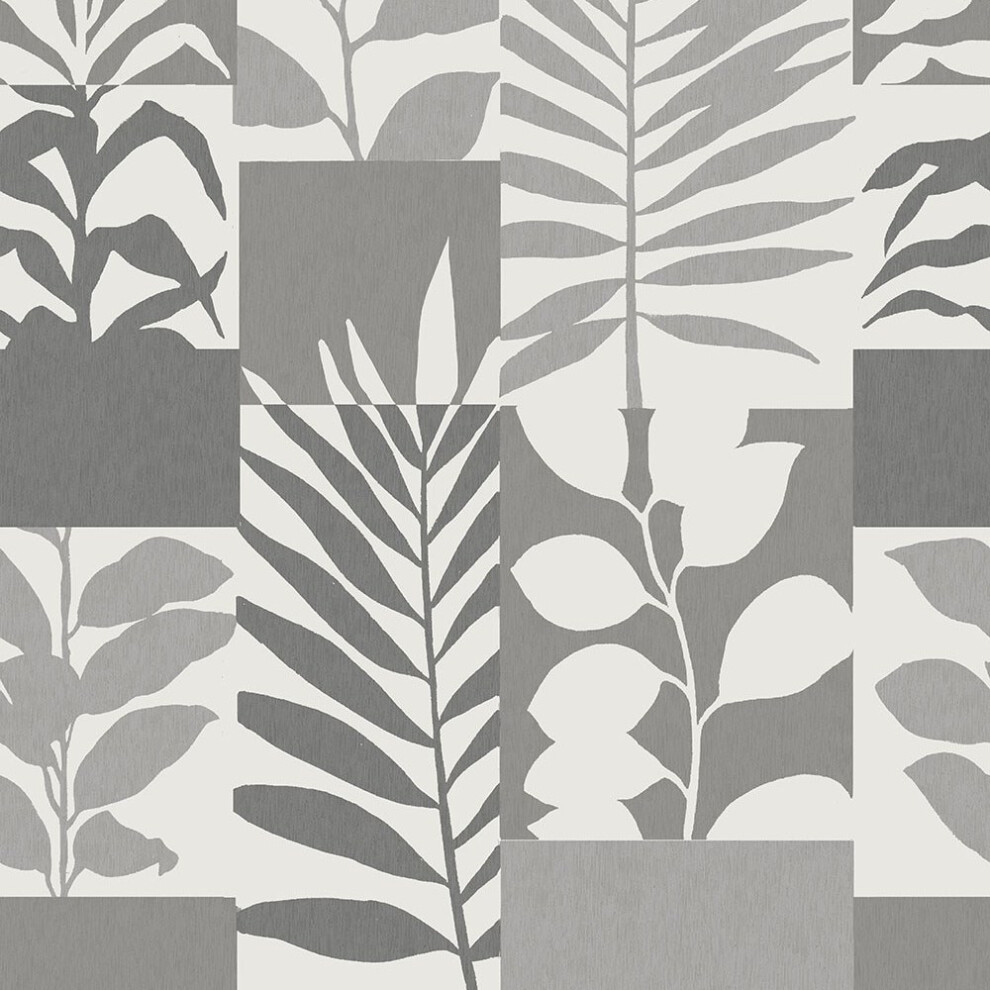 Crown Alexis Leaf Silver Wallpaper M1383