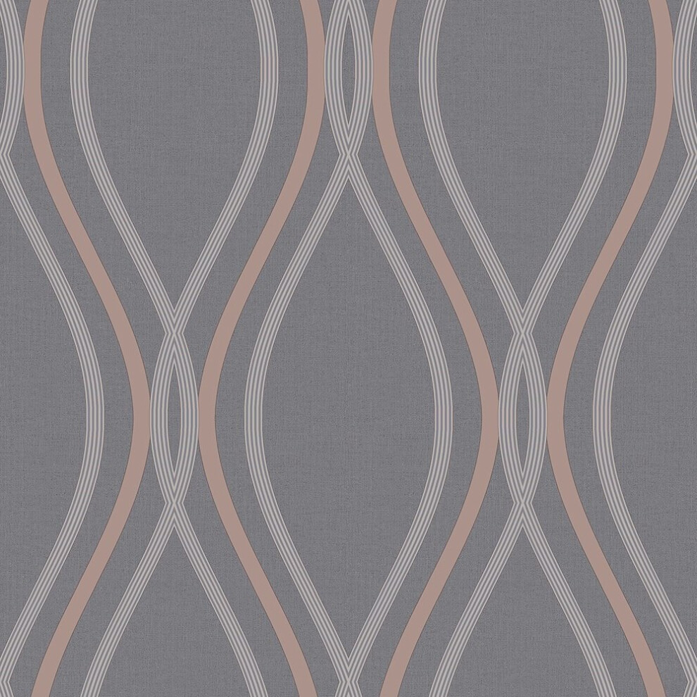 Arthouse Contour Slate Copper Wallpaper 902902