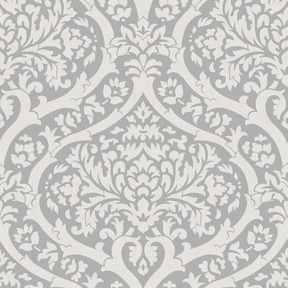 Fine Decor Sandringham Damask Silver Wallpaper FD42529