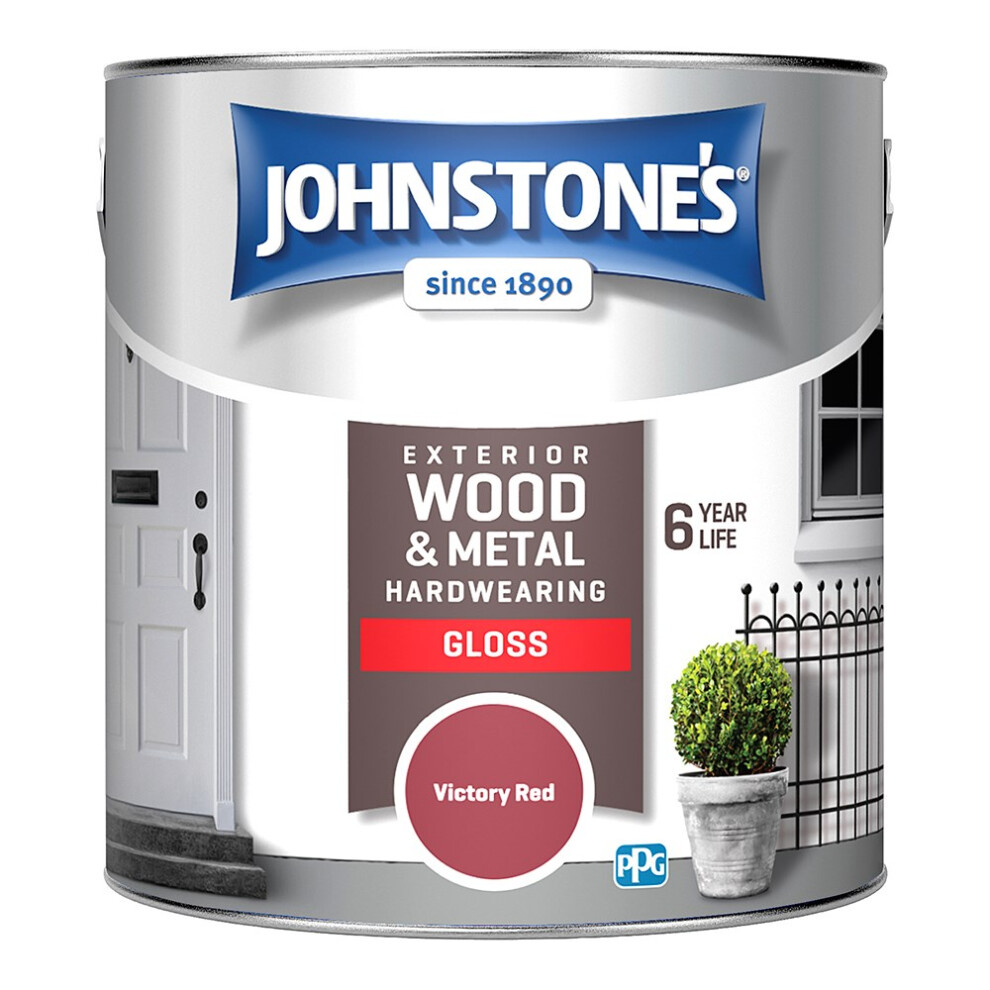 Johnstones Exterior Wood & Metal Hardwearing Gloss Paint 2.5l Victory Red