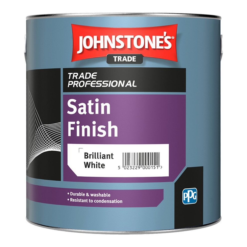 Johnstone's - Brilliant White Satin Paint - 2.5L - Wood/Metal - Image 3