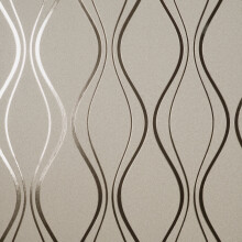 Vymura Foil Platinum Contour Wave Beige Wallpaper FD42802 – Metallic Vinyl, 53cm x 10.05m, Extra Washable