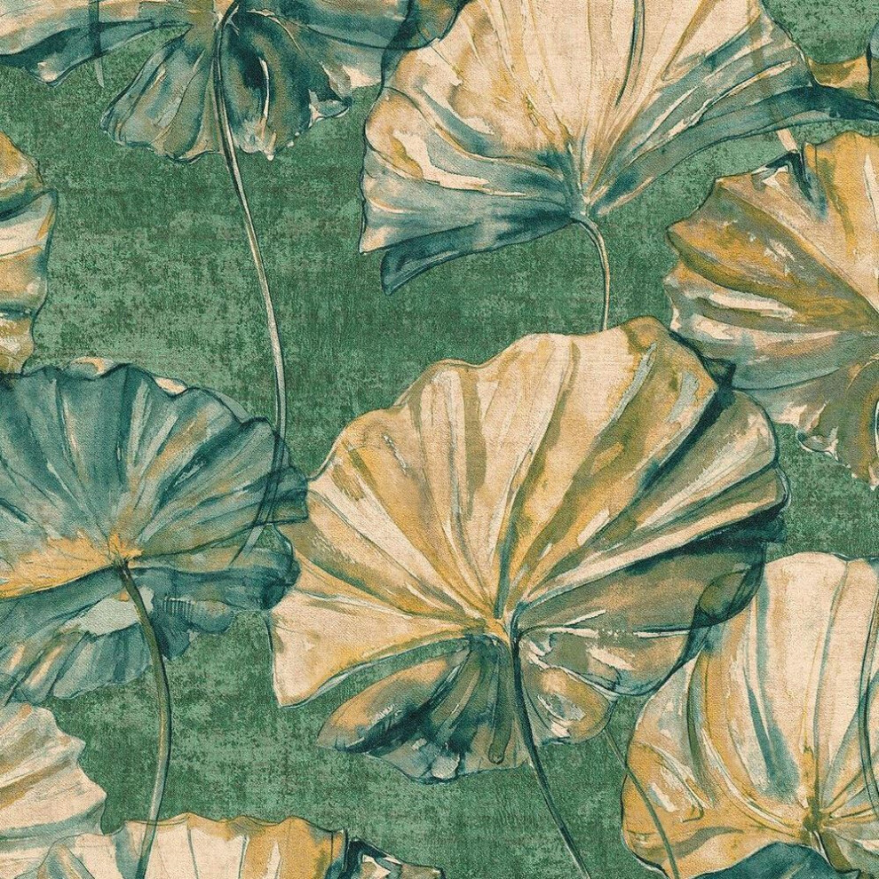 Grandeco Boutique Elementum Water Lily Aqua Wallpaper EE2005